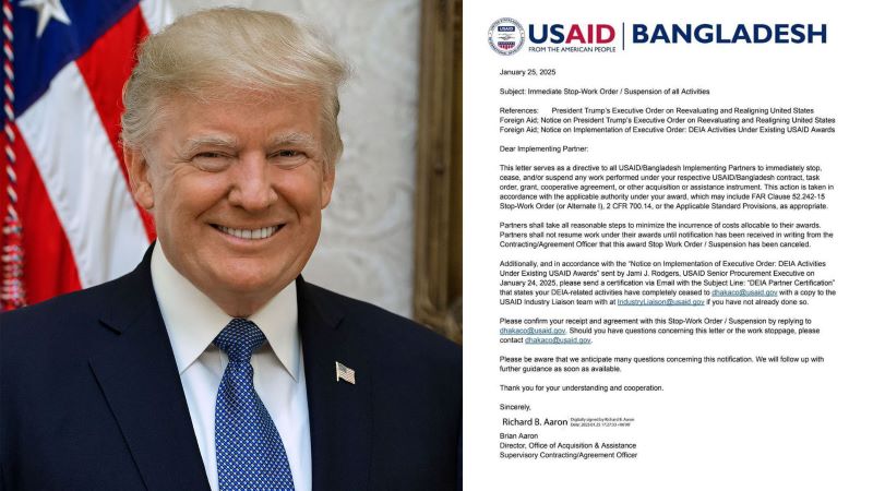 ট্রাম্পের নির্বাহী আদেশ: অন্যান্য দেশের মত বাংলাদেশেও যুক্তরাষ্ট্রের সহায়তা স্থগিত